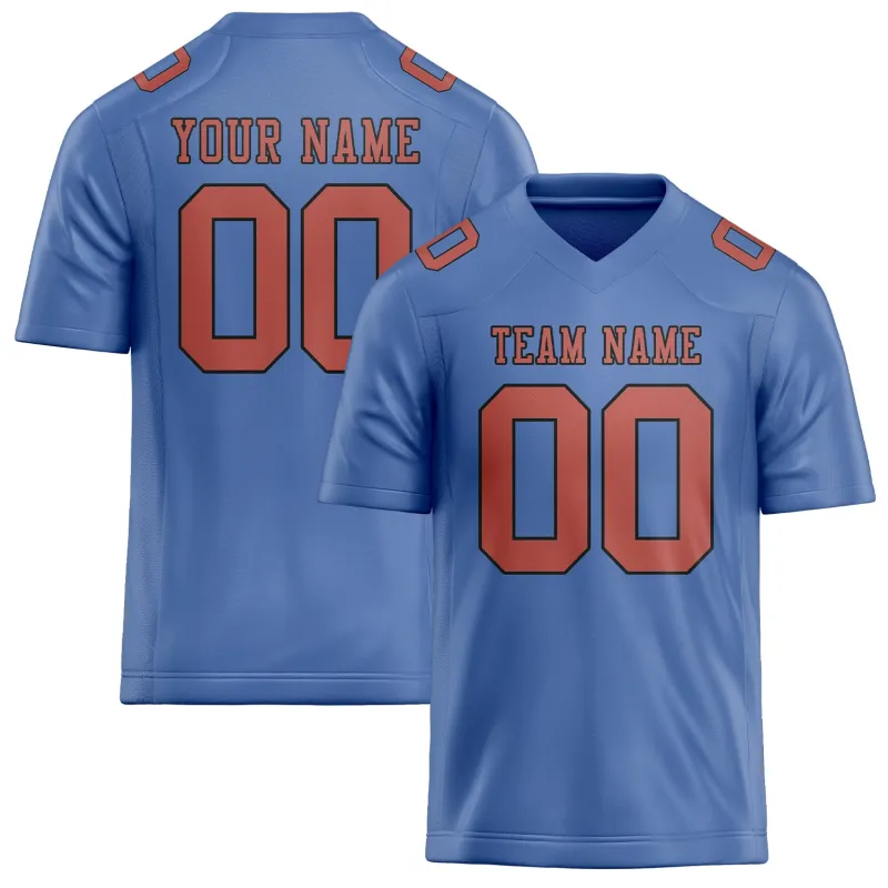 Custom Light Blue Copper Rose Football Jersey made by Tailorly