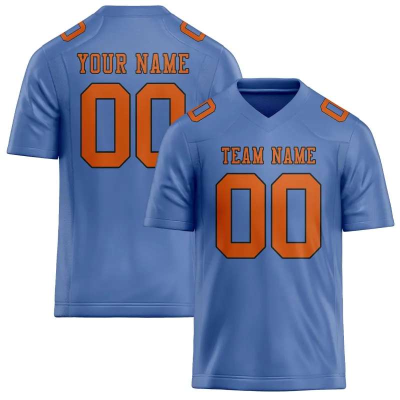 Custom Light Blue Orange Football Jersey made by Tailorly