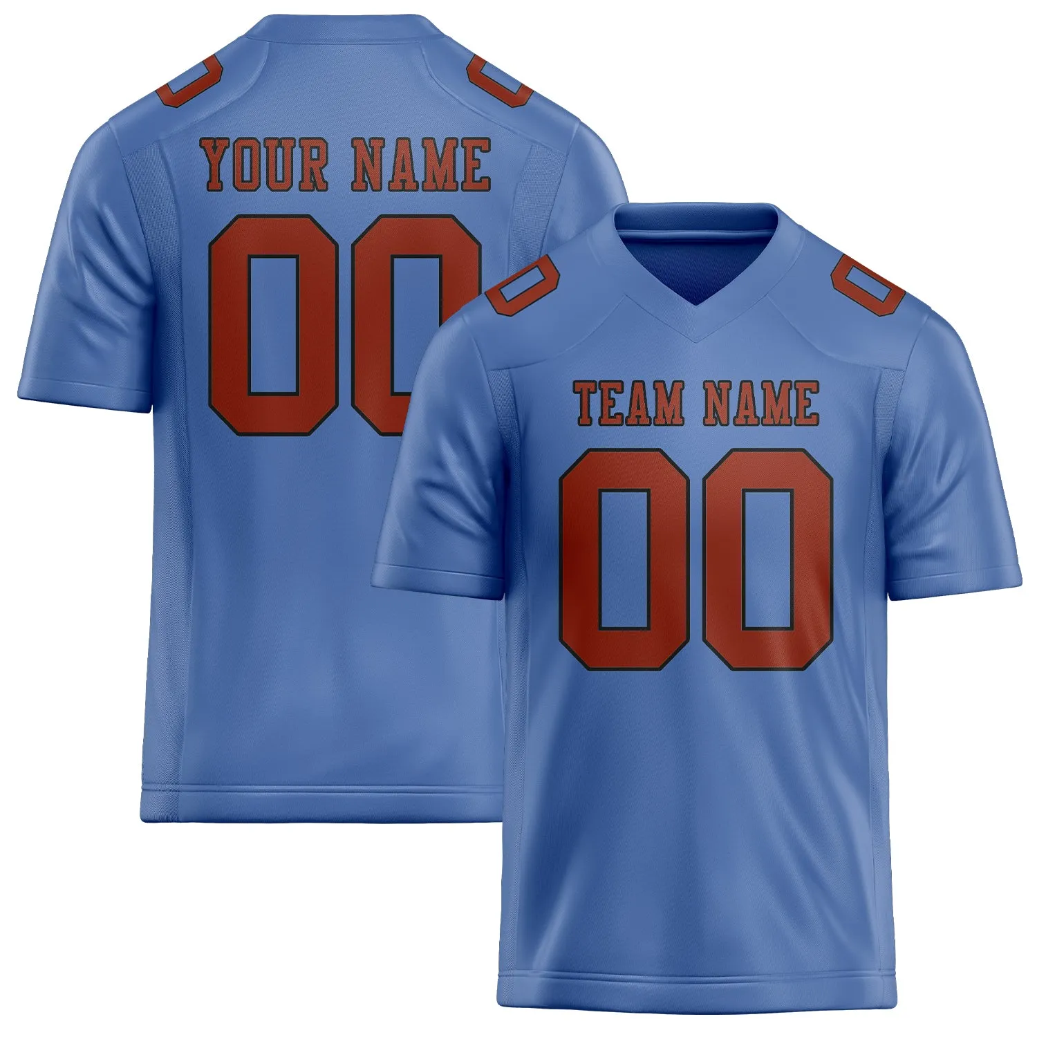 Custom Light Blue Coral Red Football Jersey sold by Tailorly
