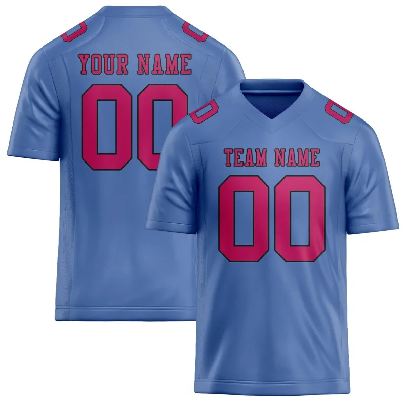 Custom Light Blue Pink Football Jersey made by Tailorly