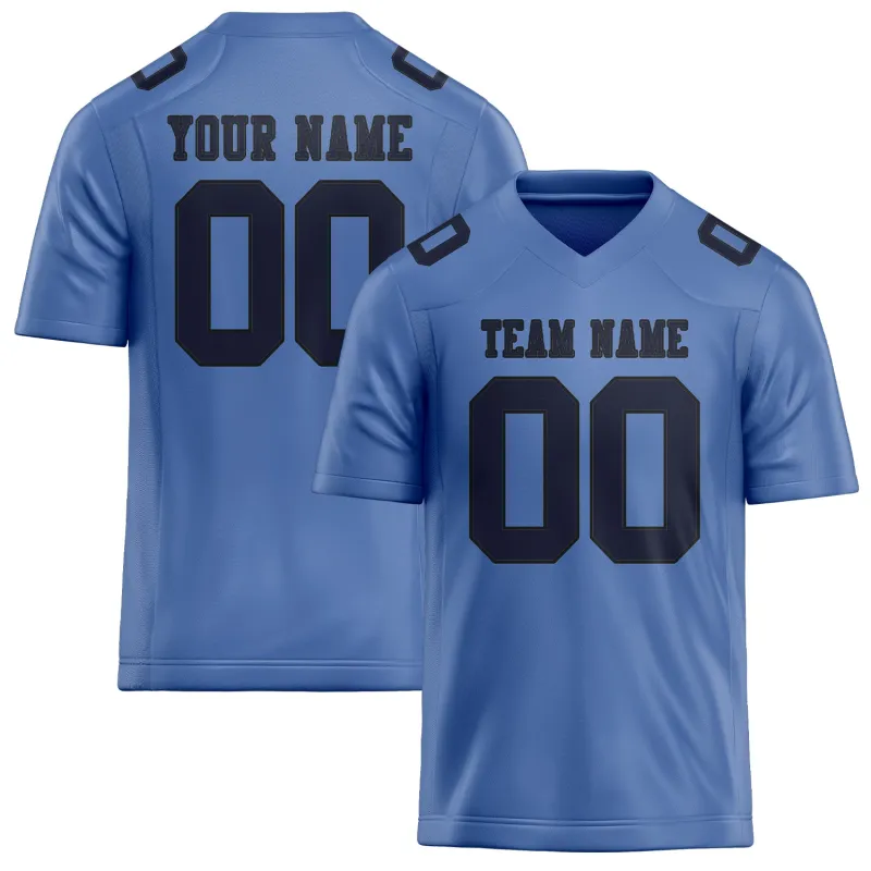 Custom Light Blue Navy Football Jersey made by Tailorly