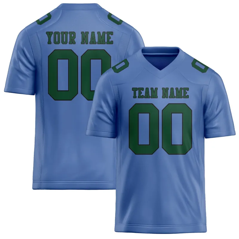Custom Light Blue Green Football Jersey made by Tailorly