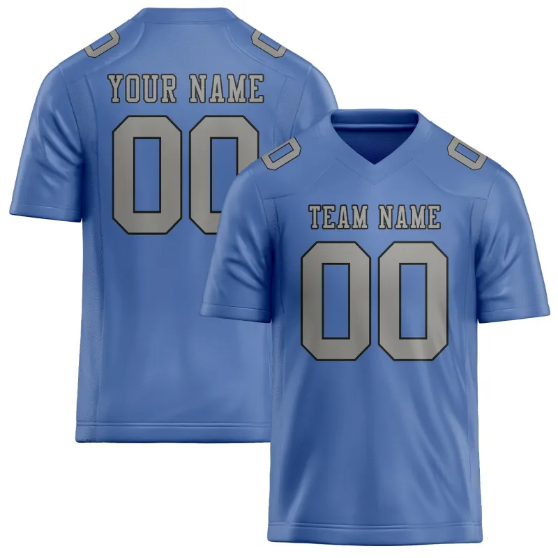 Custom Light Blue Gray Football Jersey made by Tailorly