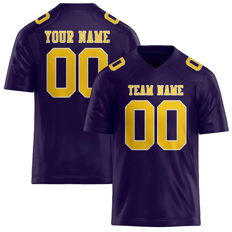 Custom Purple Gold Football Jersey made by Tailorly