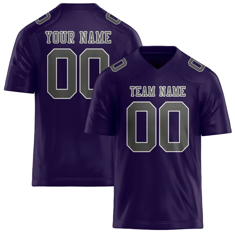 Custom Purple Dark Grey Football Jersey made by Tailorly