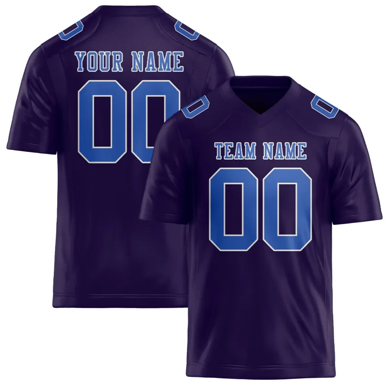 Custom Purple Sky Blue Football Jersey made by Tailorly