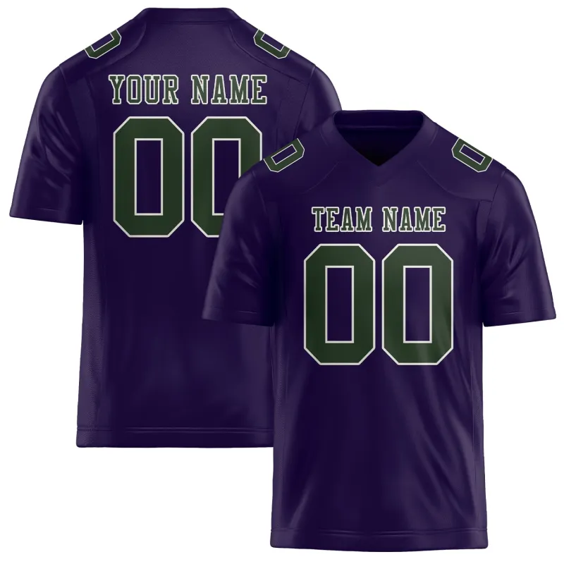 Custom Purple Dark Green Football Jersey made by Tailorly