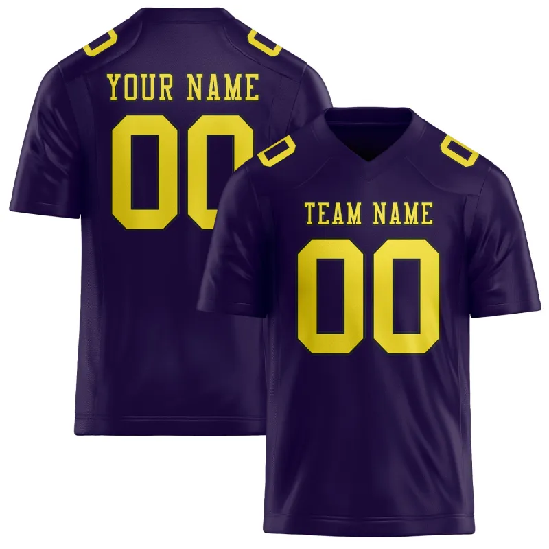 Custom Purple Light Yellow Football Jersey made by Tailorly