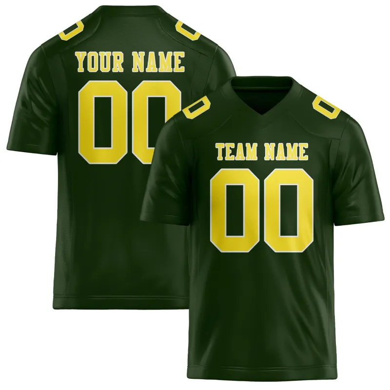 Custom Dark Green Light Yellow Football Jersey made by Tailorly