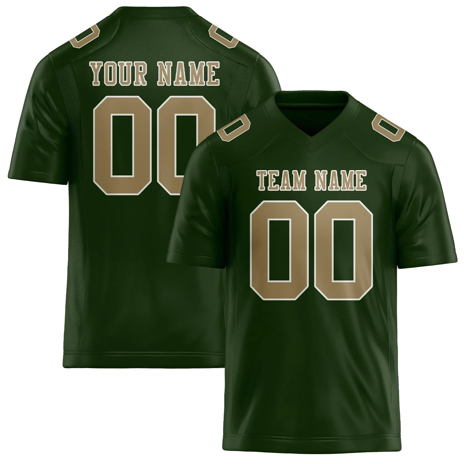 Custom Dark Green Light Khaki Football Jersey sold by Tailorly