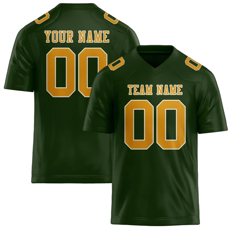 Custom Dark Green Yellow Football Jersey made by Tailorly