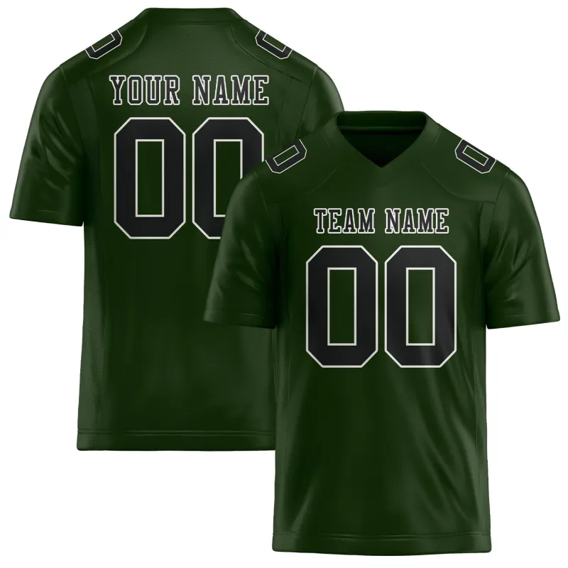 Custom Dark Green Black Football Jersey made by Tailorly