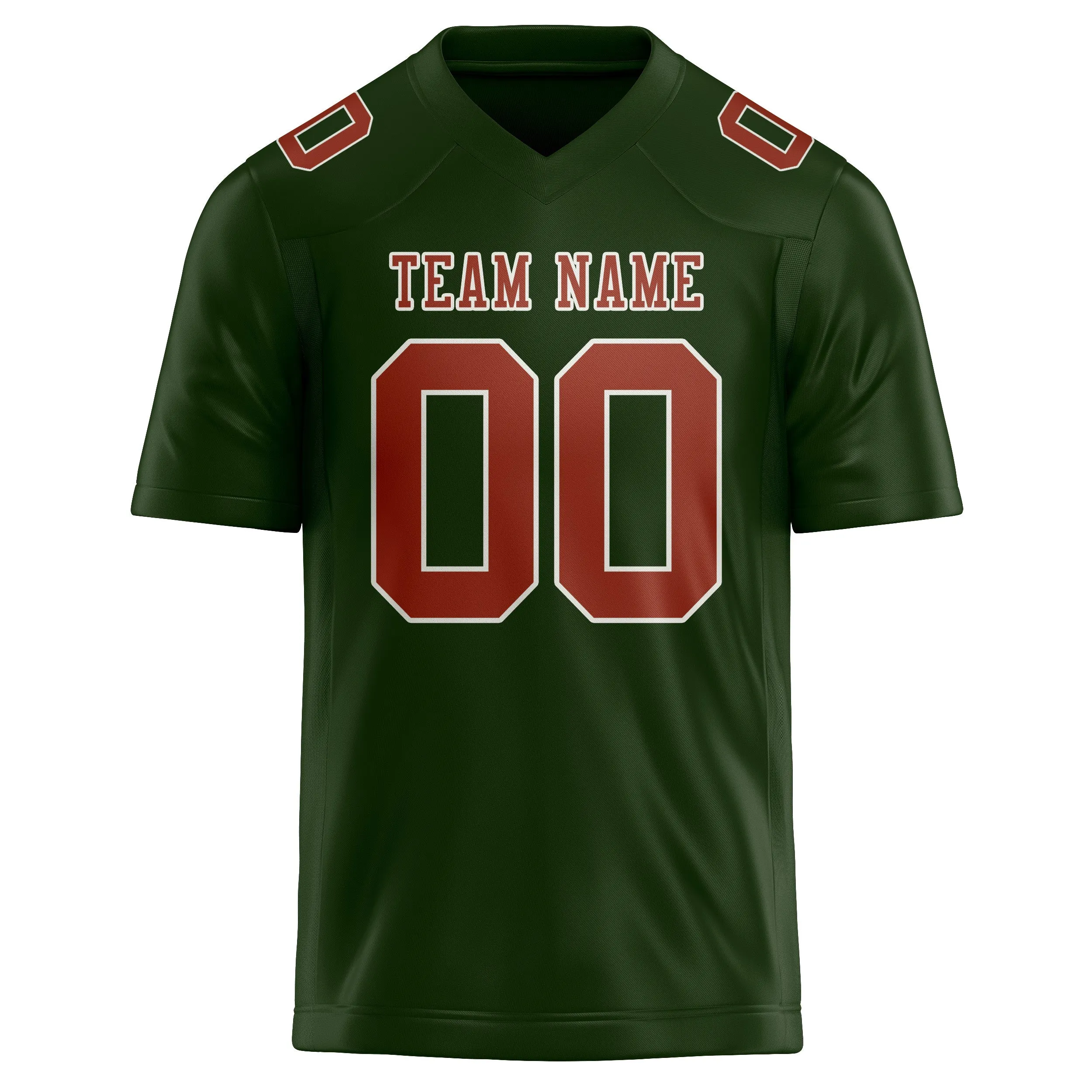Custom Dark Green Coral Red Football Jersey sold by Tailorly product image thumbnail 2