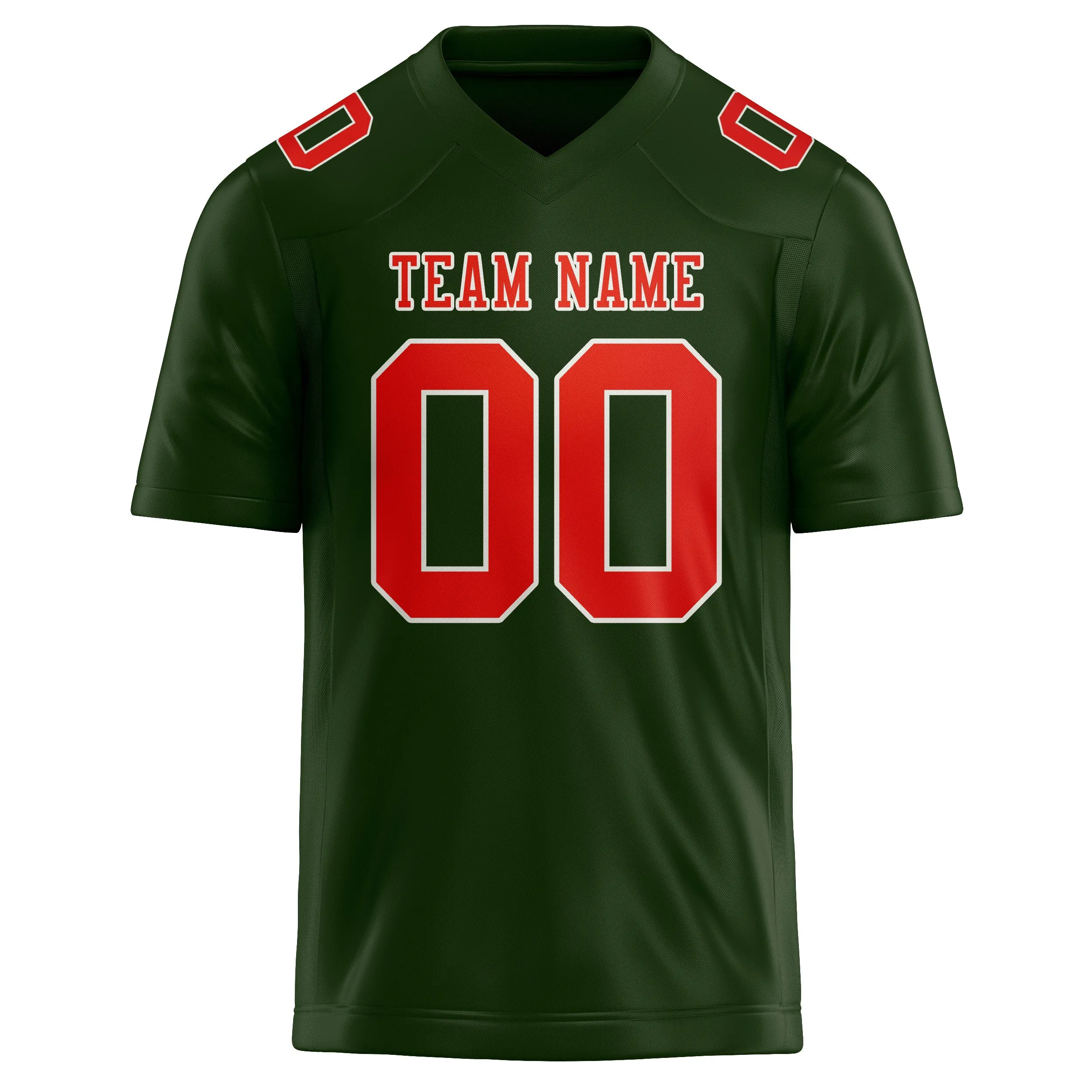 Custom Dark Green Orange Red Football Jersey sold by Tailorly product image thumbnail 2