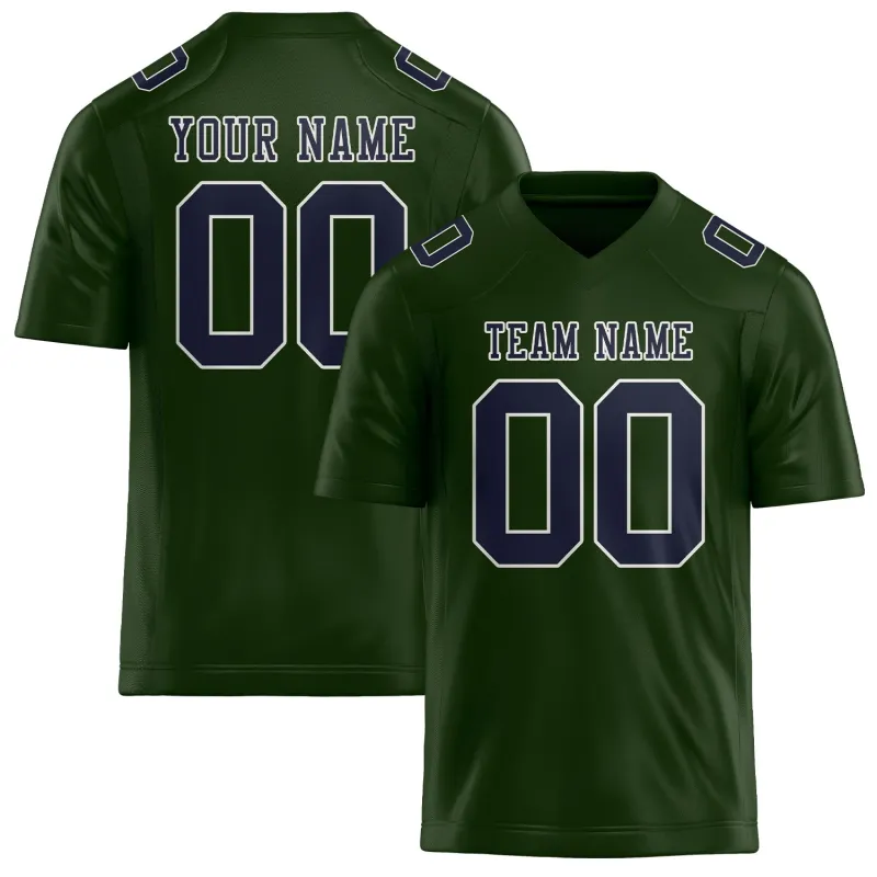 Custom Dark Green Navy Football Jersey made by Tailorly