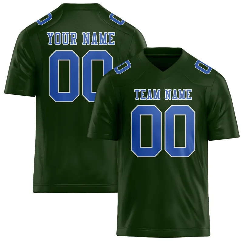 Custom Dark Green Sky Blue Football Jersey made by Tailorly