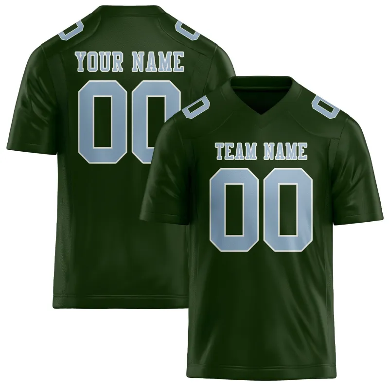 Custom Dark Green Light Blue Football Jersey made by Tailorly