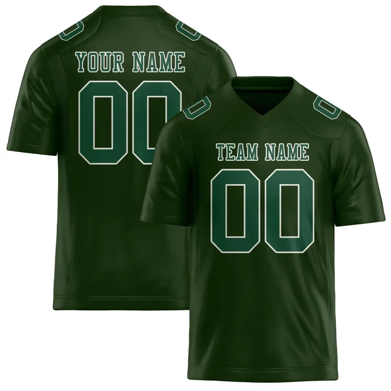 Custom Dark Green Green Football Jersey made by Tailorly