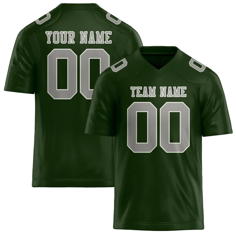 Custom Dark Green Gray Football Jersey made by Tailorly