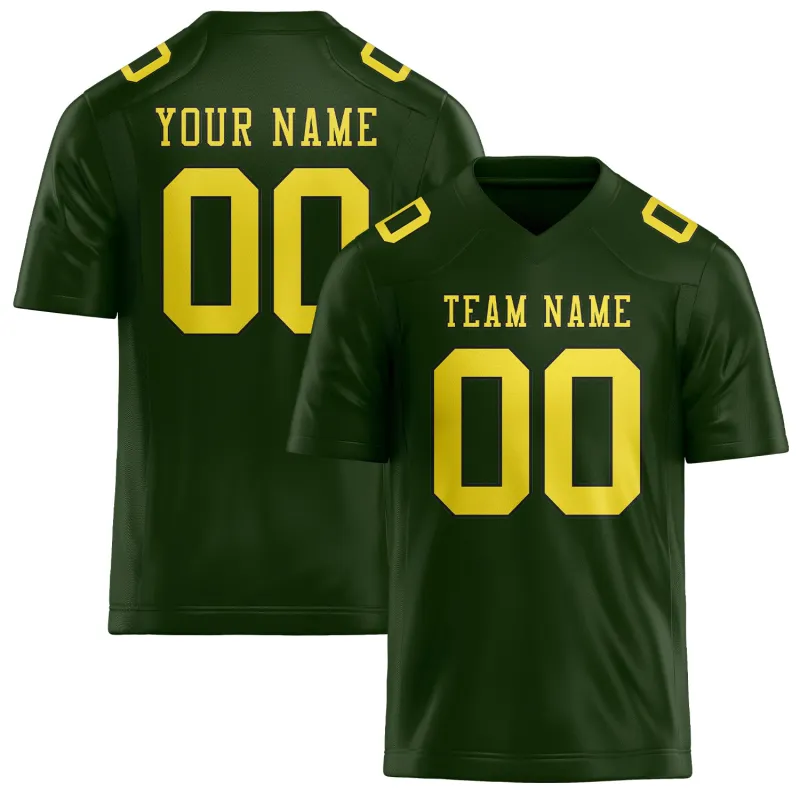 Custom Dark Green Light Yellow Football Jersey made by Tailorly