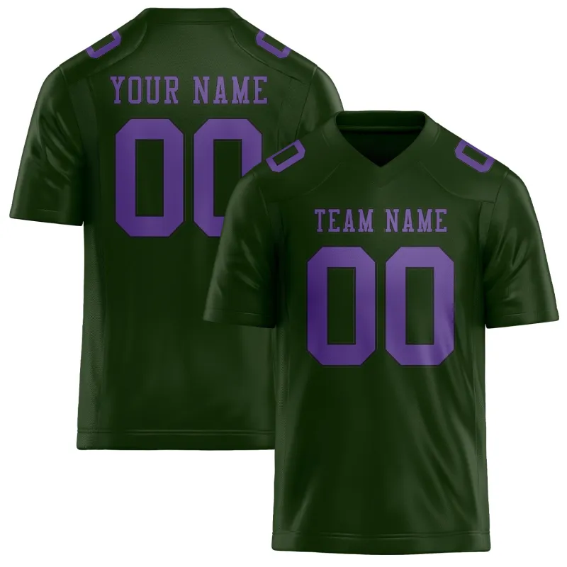 Custom Dark Green Light Purple Football Jersey made by Tailorly