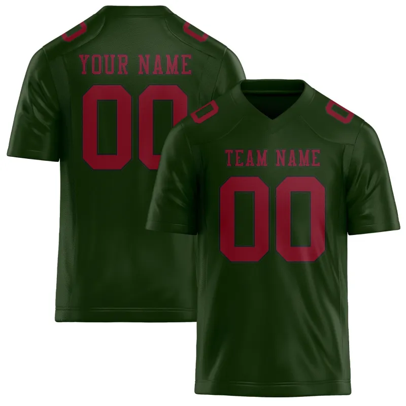 Custom Dark Green Crimson Red Football Jersey made by Tailorly