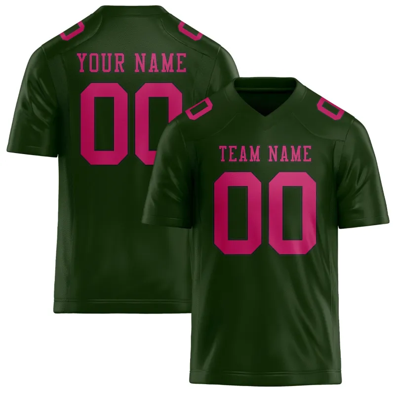 Custom Dark Green Pink Football Jersey made by Tailorly