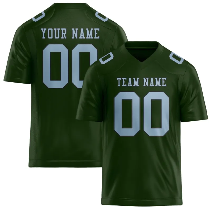 Custom Dark Green Light Blue Football Jersey made by Tailorly