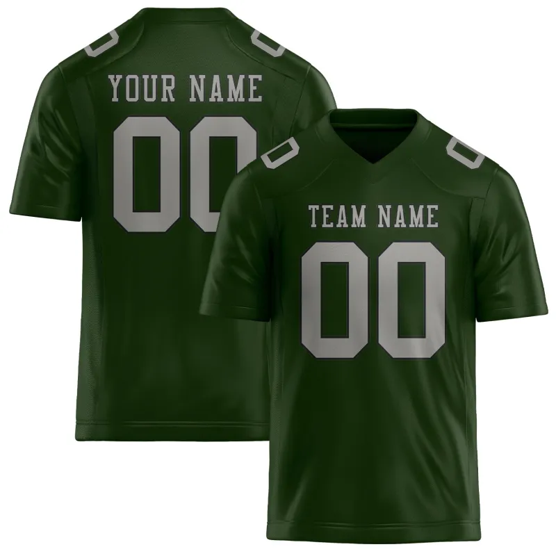 Custom Dark Green Gray Football Jersey made by Tailorly