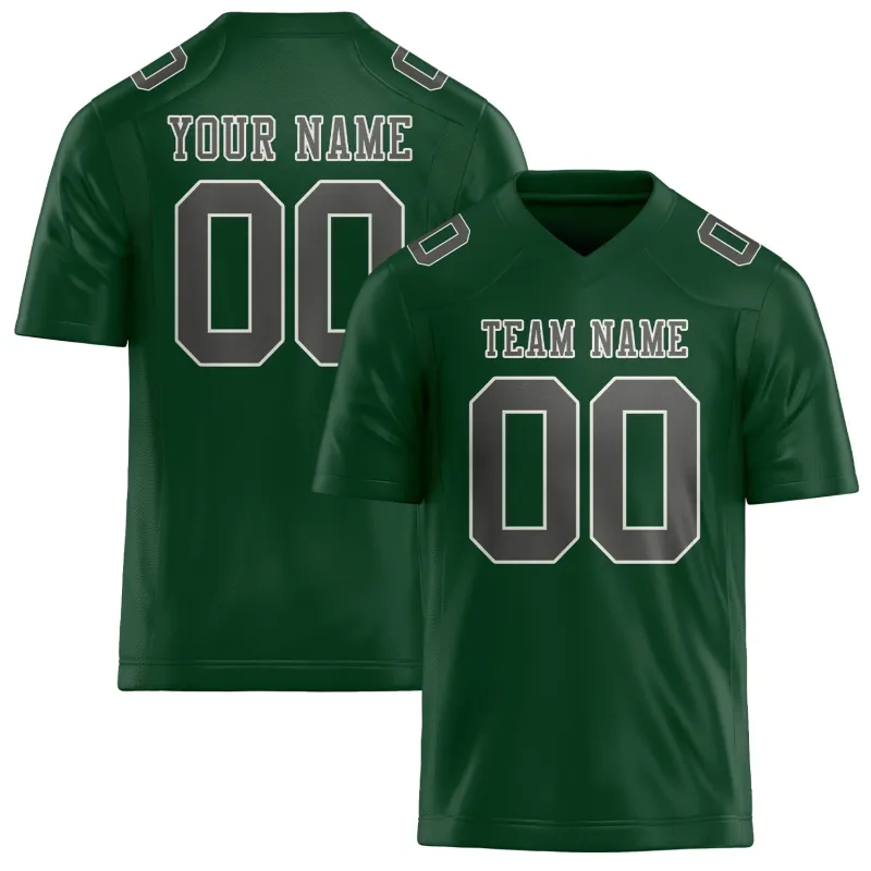 Custom Green Dark Grey Football Jersey made by Tailorly
