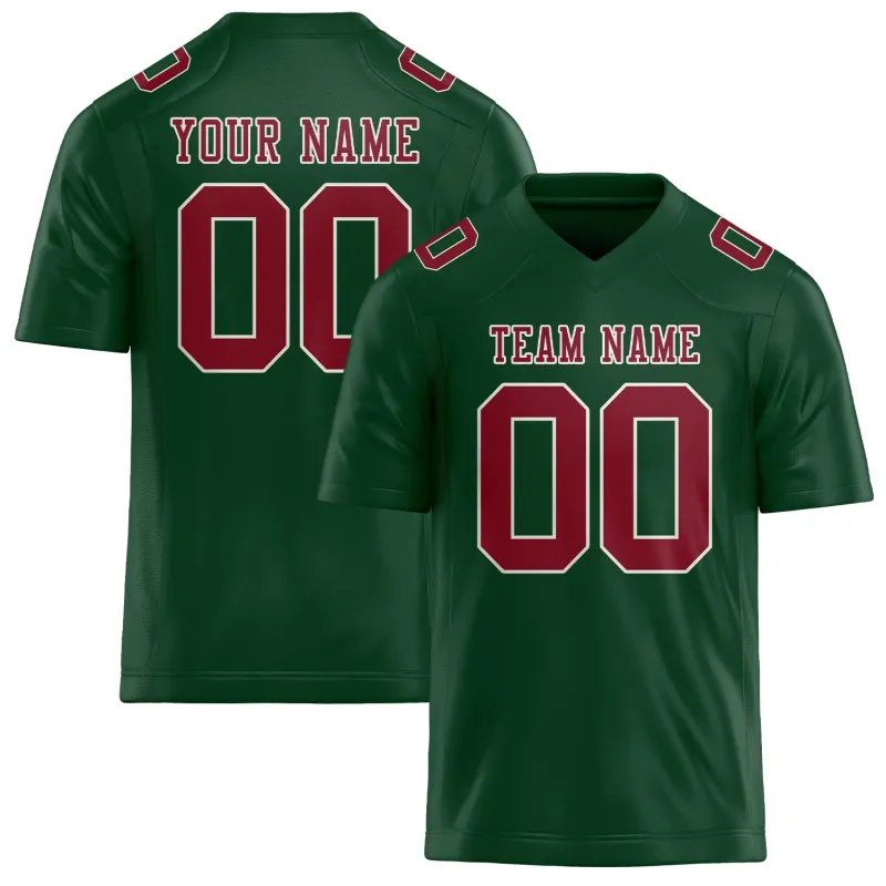Custom Green Crimson Red Football Jersey made by Tailorly