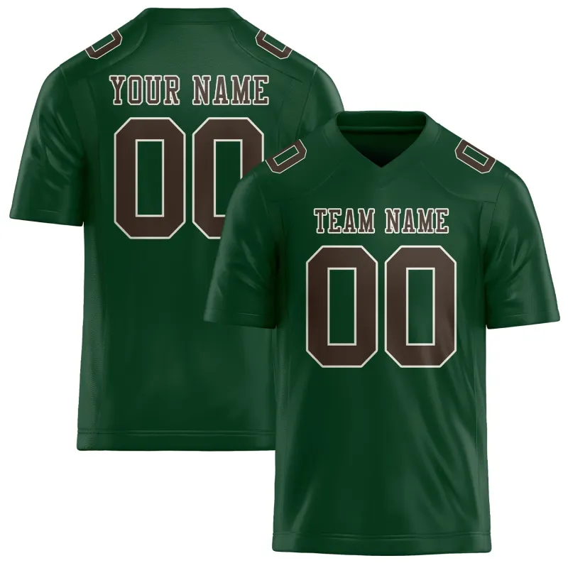 Custom Green Brown Football Jersey made by Tailorly