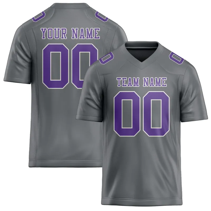 Custom Gray Light Purple Football Jersey made by Tailorly