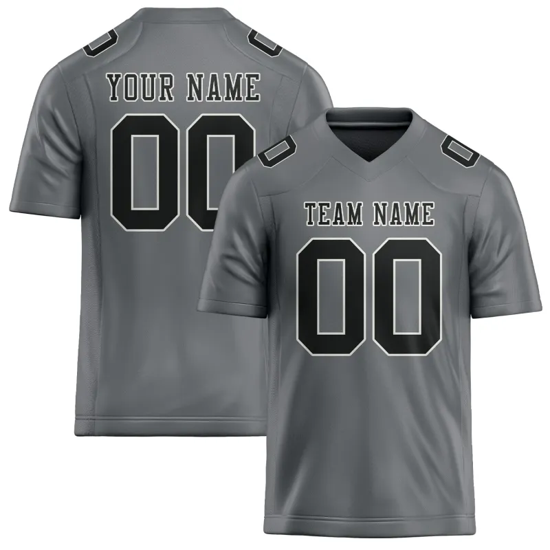 Custom Gray Black Football Jersey made by Tailorly