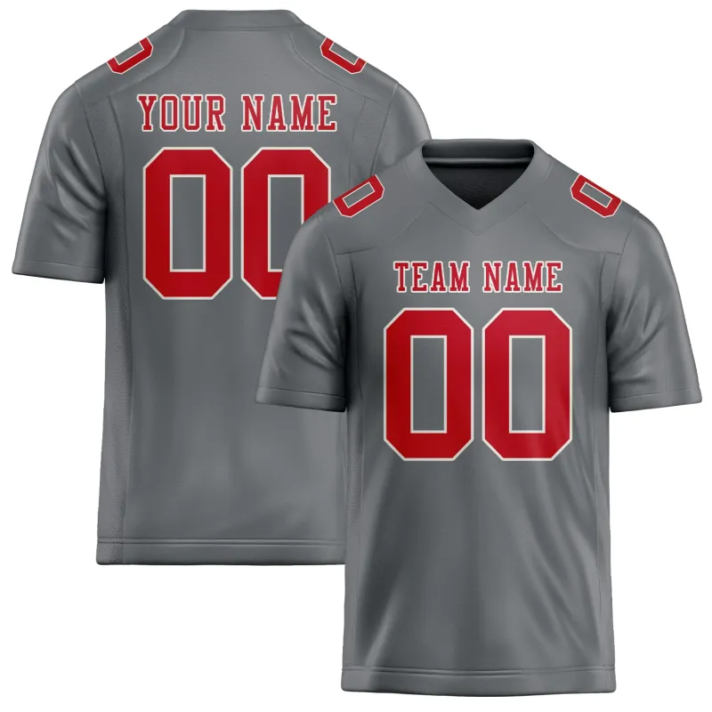 Custom Gray Red Football Jersey made by Tailorly