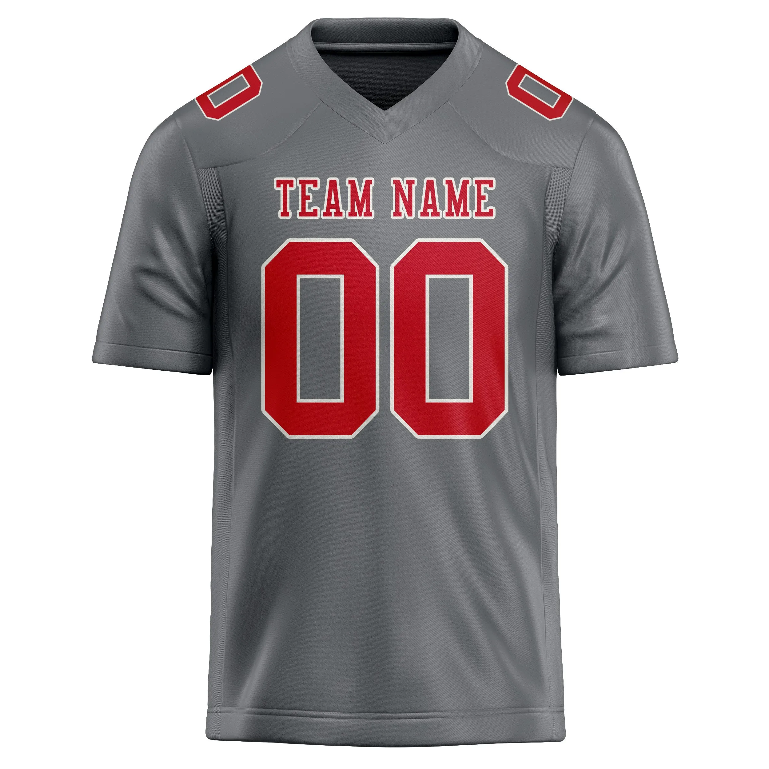 Custom Gray Red Football Jersey sold by Tailorly product image thumbnail 2
