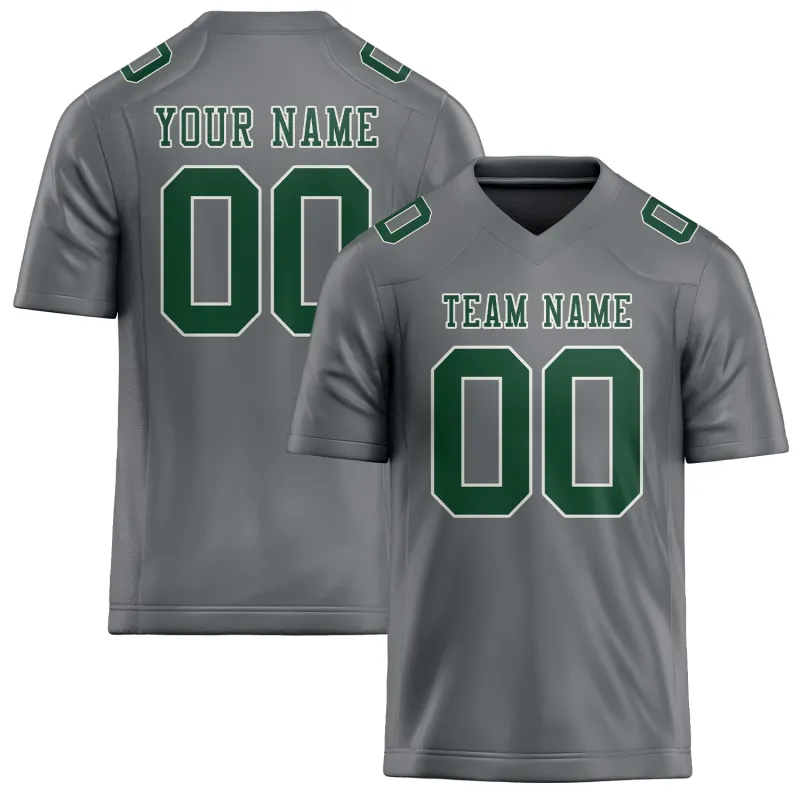 Custom Gray Green Football Jersey made by Tailorly