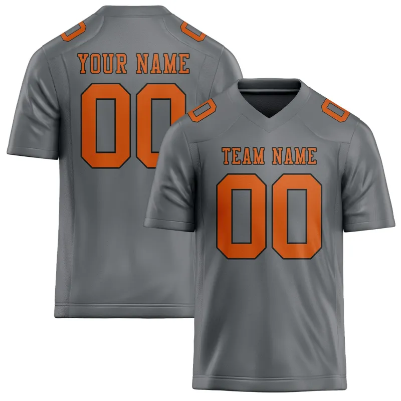 Custom Gray Orange Football Jersey made by Tailorly