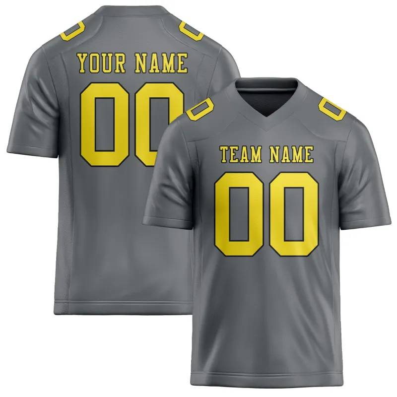 Custom Gray Light Yellow Football Jersey made by Tailorly