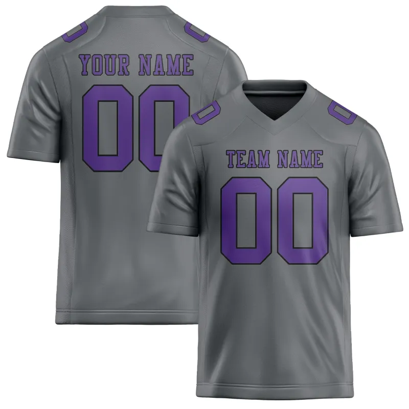 Custom Gray Light Purple Football Jersey made by Tailorly