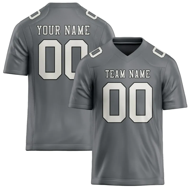 Custom Gray White Football Jersey made by Tailorly