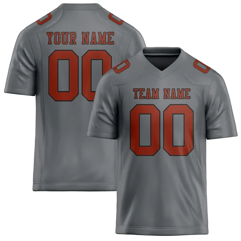 Custom Gray Coral Red Football Jersey made by Tailorly