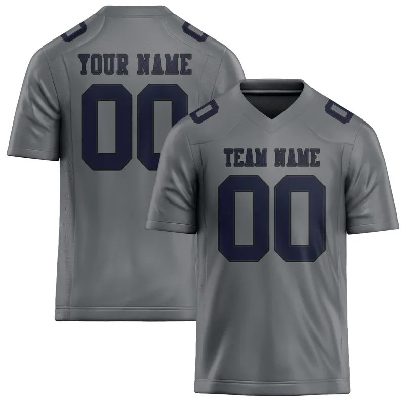 Custom Gray Navy Football Jersey made by Tailorly