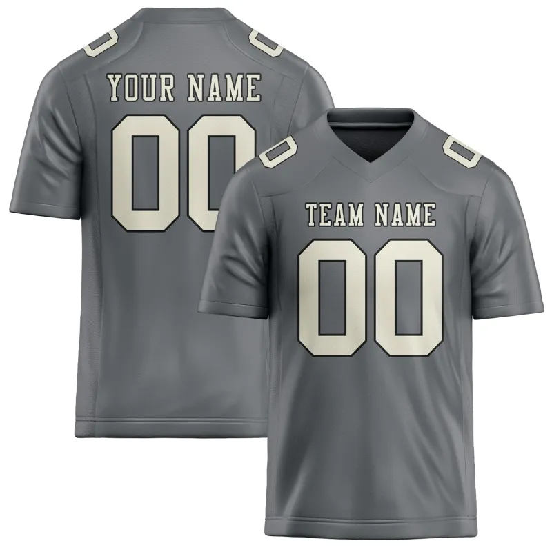 Custom Gray Cream Football Jersey made by Tailorly