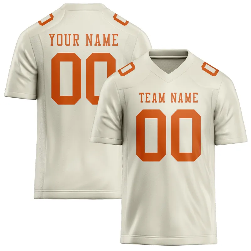 Custom Cream Orange Football Jersey made by Tailorly