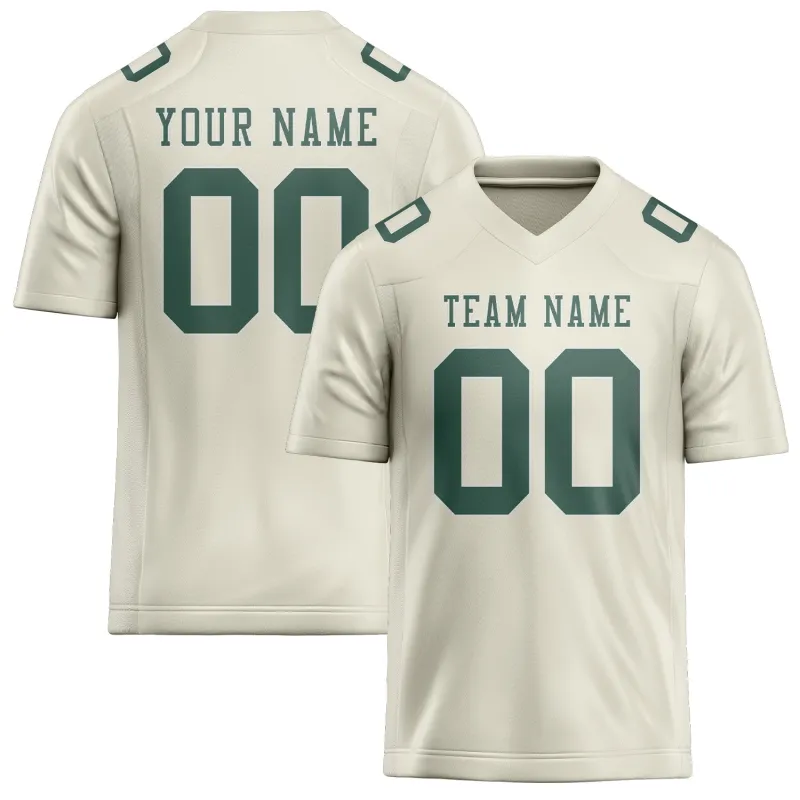 Custom Cream Blue Green Football Jersey made by Tailorly
