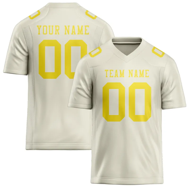 Custom Cream Light Yellow Football Jersey made by Tailorly