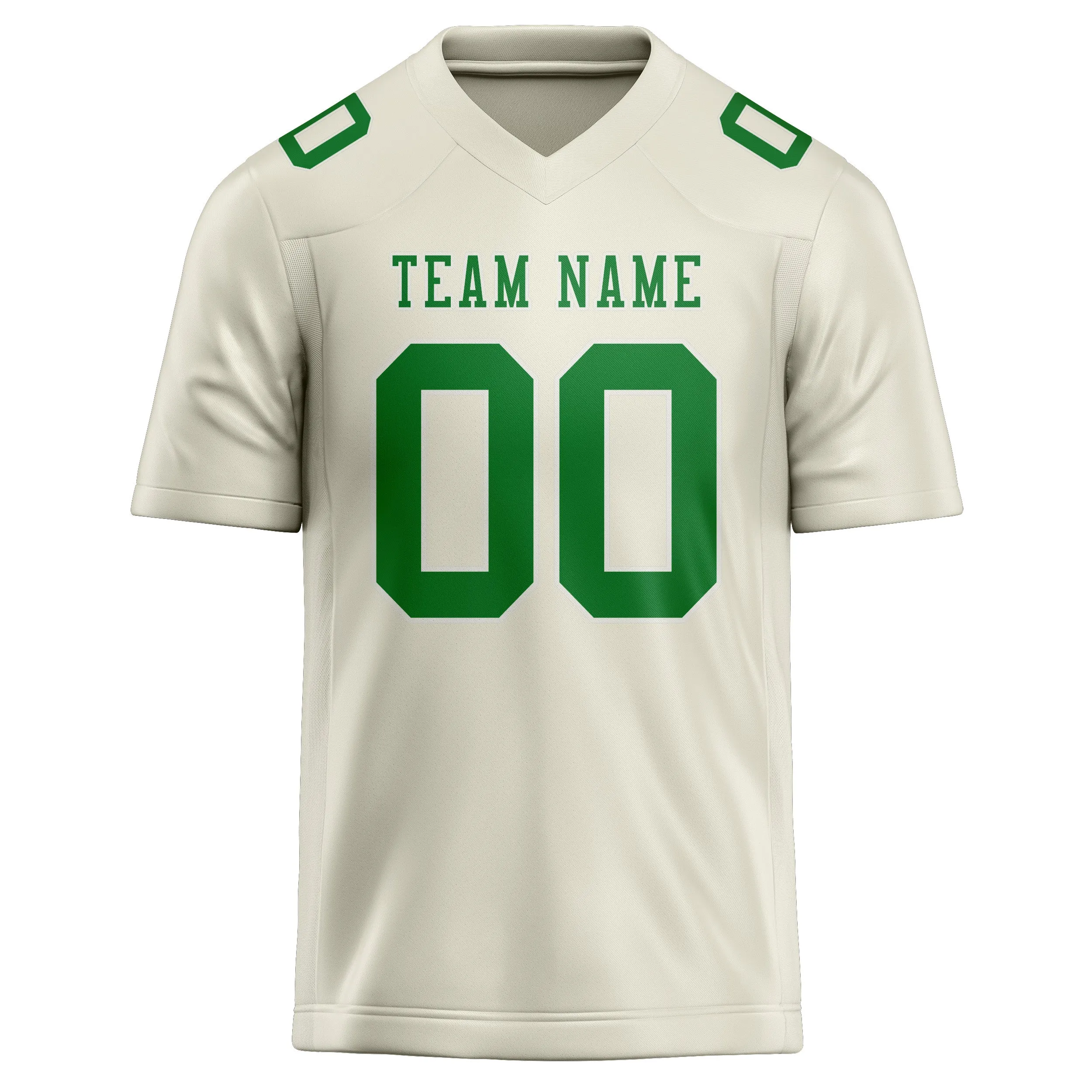 Custom Cream Emerald Green Football Jersey sold by Tailorly product image thumbnail 2