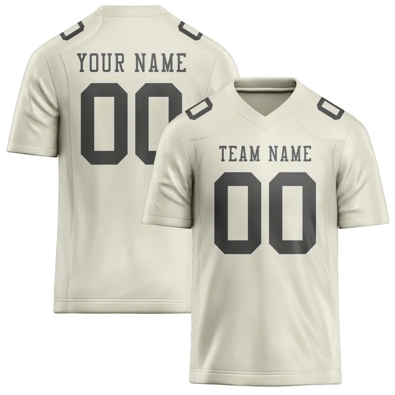 Custom Cream Dark Grey Football Jersey made by Tailorly