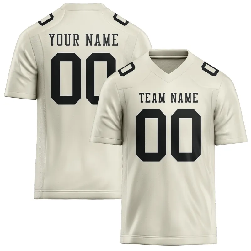 Custom Cream Black Football Jersey made by Tailorly